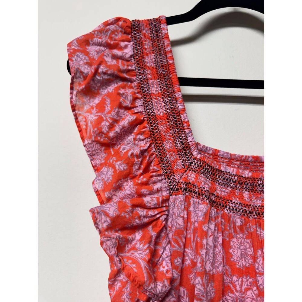 FREE PEOPLE Bonita Floral Print Flutter Sleeve Midi Dress, Modal Slip, Sz M - Picture 4 of 15